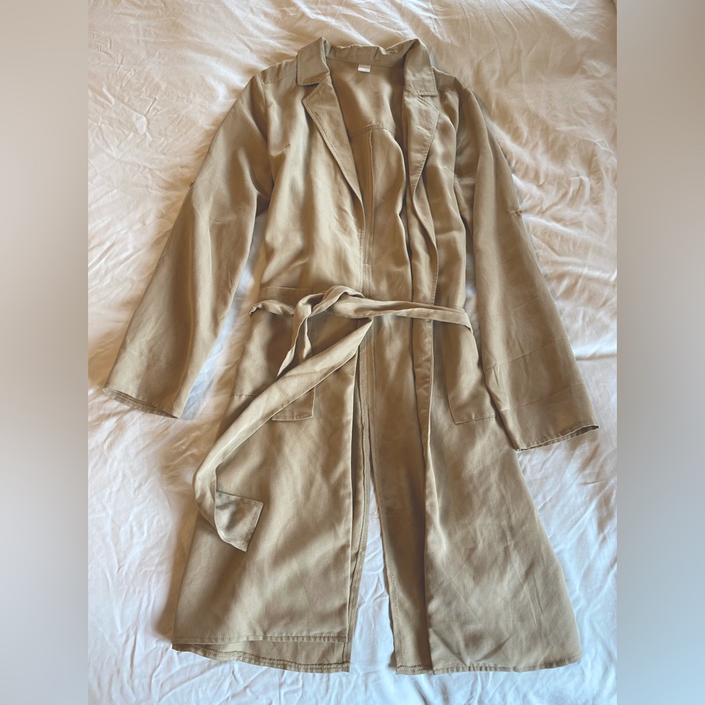Camel color spring light weight trench coat
